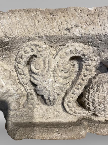 Medieval Stone Capital with Pinecone Decor, 12th Century-6