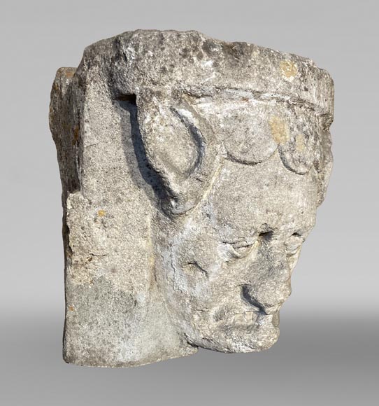 Medieval capital with demon's head, 12th century-3