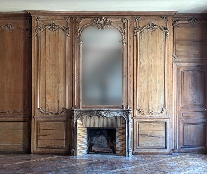 Important Louis XV-period Carved Oak Paneling-1