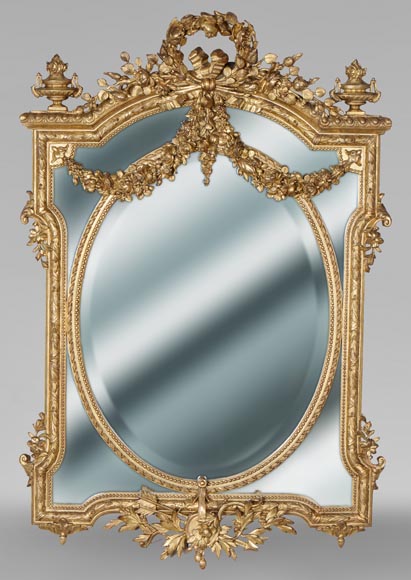 French 19th Century Large Louis Philippe Gold Gilt Mirror - Fireside  Antiques