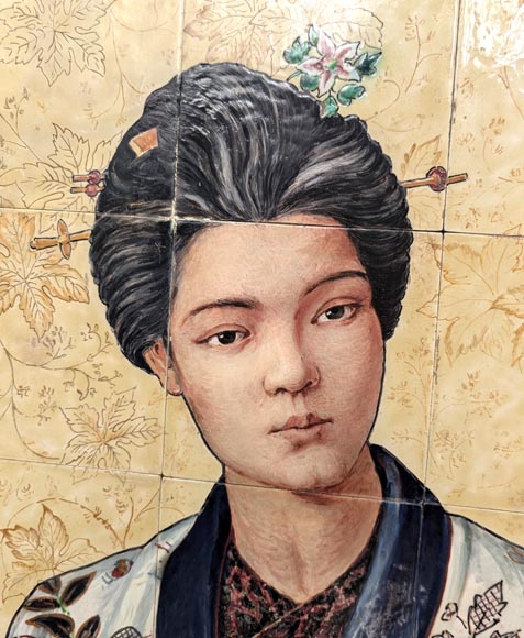 BOCH Brothers (ceramic), Th. FUMIETE (?), Portrait of a Japanese Lady in Earthenware, 1890-2