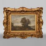 Landscape in the Style of Camille COROT with Rococo-Style Frame, 19th century