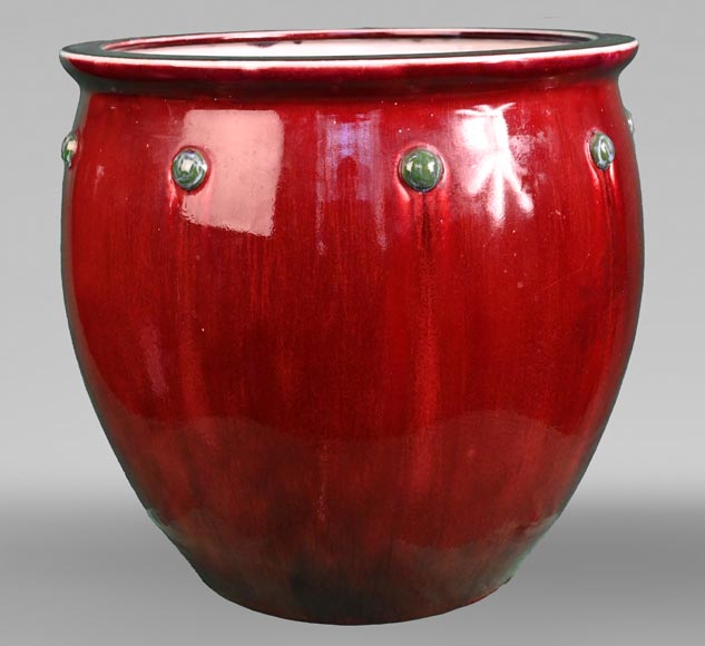 Taxil DOAT for the SÈVRES Manufacture, Oxblood Red Glazed Porcelain Jardinière, 1907-0