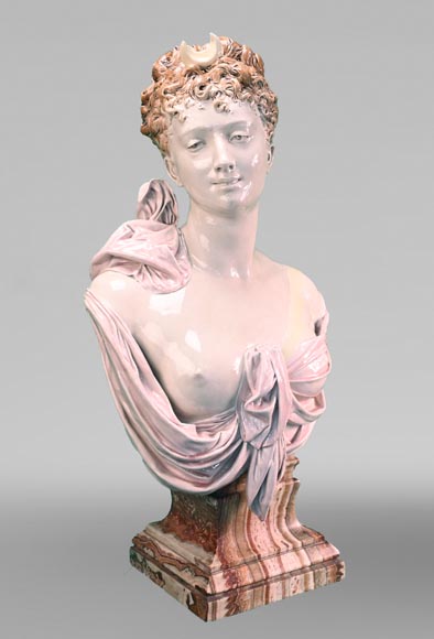 Louis-Robert CARRIER-BELLEUSE for the CHOISY-LE-ROI faience factory, Bust of Diana, circa 1900-1