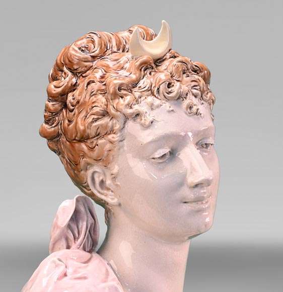 Louis-Robert CARRIER-BELLEUSE for the CHOISY-LE-ROI faience factory, Bust of Diana, circa 1900-2