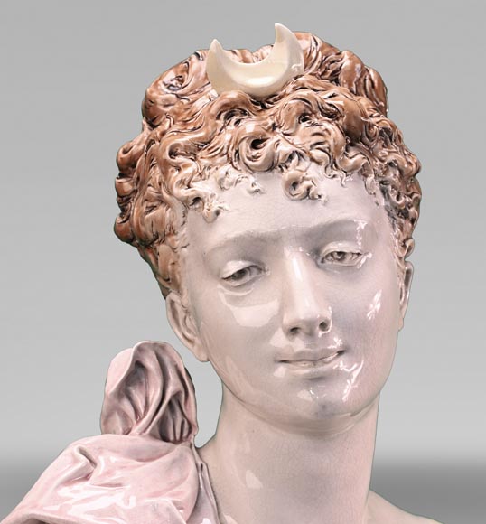 Louis-Robert CARRIER-BELLEUSE for the CHOISY-LE-ROI faience factory, Bust of Diana, circa 1900-3