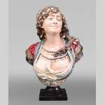 Albert-Ernest CARRIER-BELLEUSE, CHOISY-LE-ROI Manufacture, Bust of an Oriental Woman in glazed earthenware