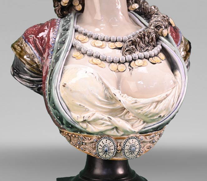 Albert-Ernest CARRIER-BELLEUSE, CHOISY-LE-ROI Manufacture, Bust of an Oriental Woman in glazed earthenware-5