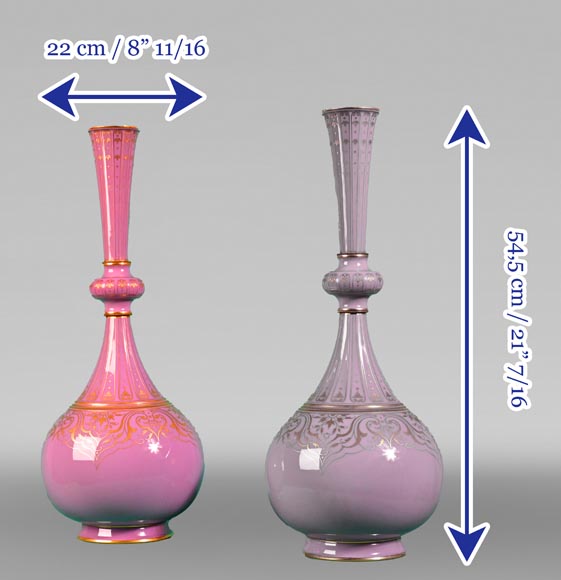 SÈVRES Manufacture, Pair of Chameleon Vases of the Persian Bottle Model, 1874-10