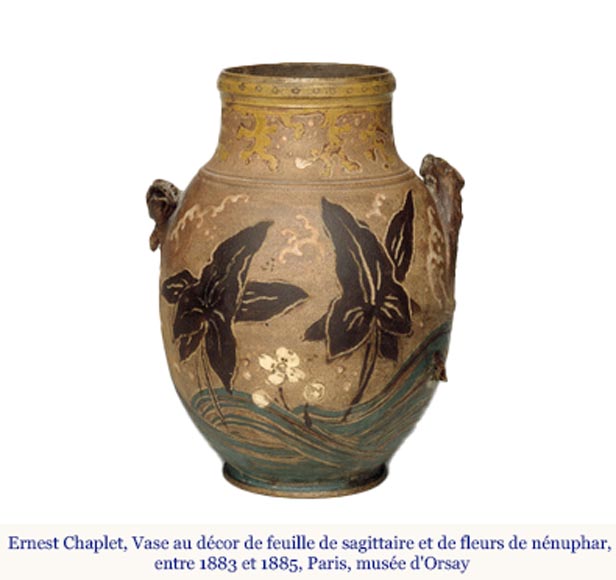 Ernest CHAPLET for the HAVILAND manufacture, Vase with aquatic plant decoration, circa 1880-12
