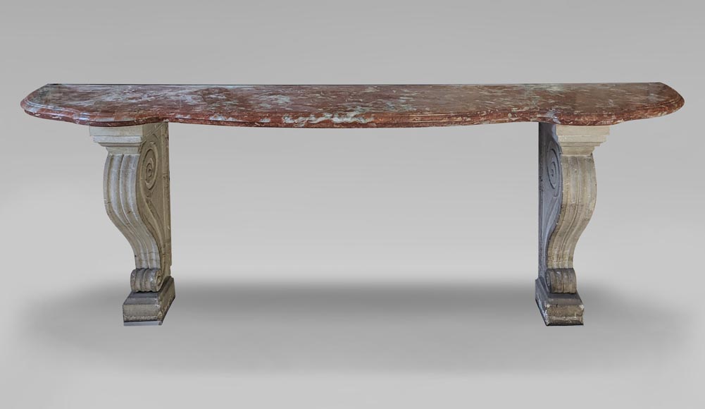 Languedoc marble console with stone legs-0