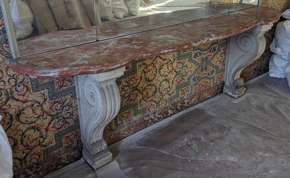 Languedoc marble console with stone legs-1