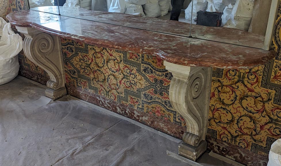 Languedoc marble console with stone legs-5