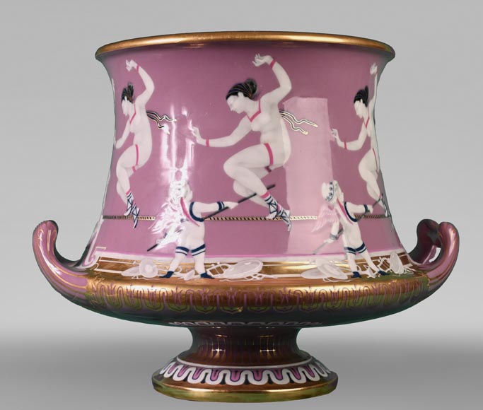 Sèvres Manufacture, Cubiform Vase with Tightrope Dancers, 1867-1869-1