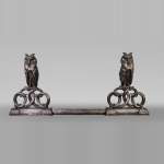 E. CLAVIER, Andirons with Eurasian Eagle-Owls, 1867 World's Fair