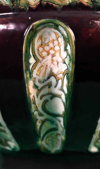 Émile GALLÉ, Earthenware vase with eggplant glaze and gold decoration, circa 1885-1889-5