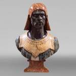 Italy, Venetian School Bust of an Egyptian Dignitary from the New Kingdom in polychrome marbles Circa 1780