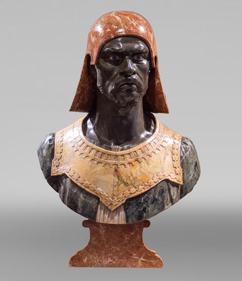 Italy, Venetian School Bust of an Egyptian Dignitary from the New Kingdom in polychrome marbles Circa 1780-0