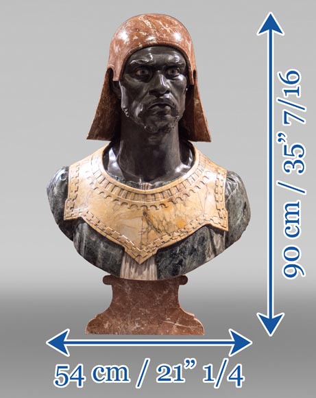 Italy, Venetian School Bust of an Egyptian Dignitary from the New Kingdom in polychrome marbles Circa 1780-5