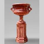 Jules CANTINI, Large Urn in Numidia Red Breccia Marble with Console, second half of the 19th century