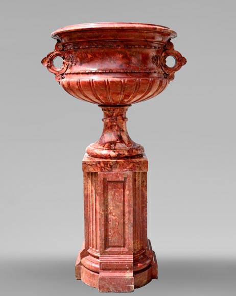 Jules CANTINI, Large Urn in Numidia Red Breccia Marble with Console, second half of the 19th century-0