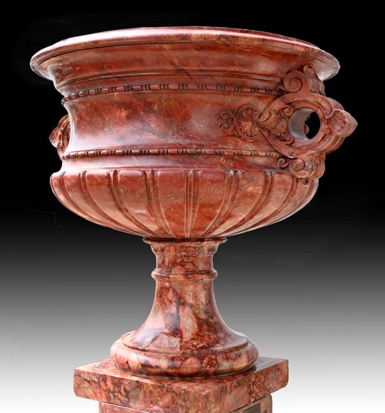 Jules CANTINI, Large Urn in Numidia Red Breccia Marble with Console, second half of the 19th century-2