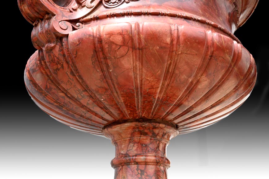 Jules CANTINI, Large Urn in Numidia Red Breccia Marble with Console, second half of the 19th century-9