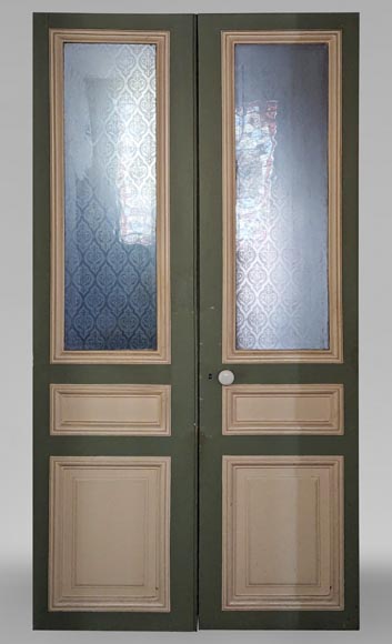 Napoleon III-style double door with engraved glass-0