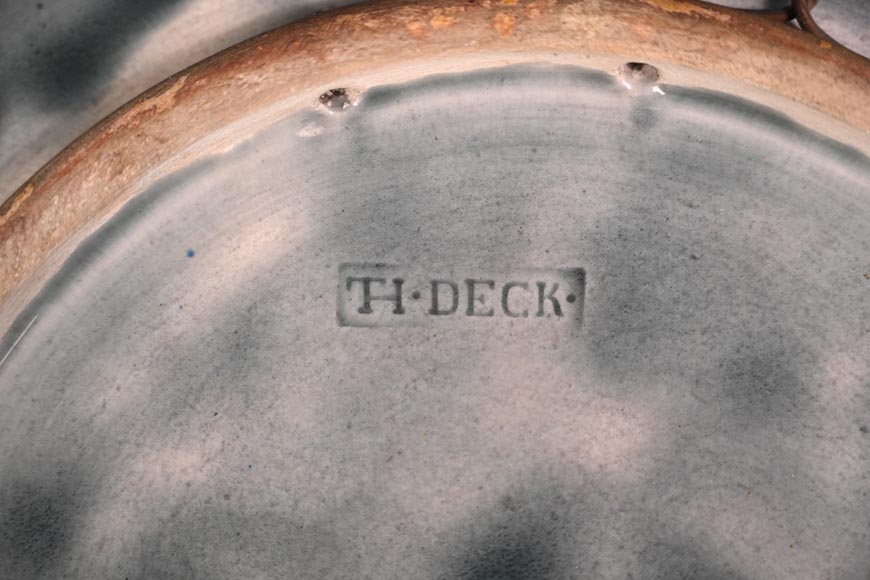Théodore DECK, Decorative Dish in Glazed Ceramic with Tulips-9