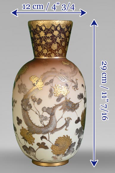 Jules Barbe for Thomas Webb (attributed to), Japanese-style Vase with Dragons, late 19th Century -13