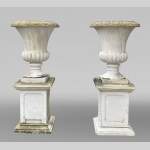 Pair of white marble Medici vases, 1980