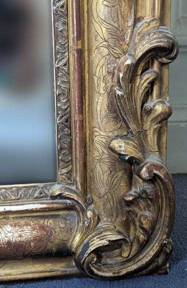 Napoleon III style gilded trumeau with richly decorated palmette motif-6