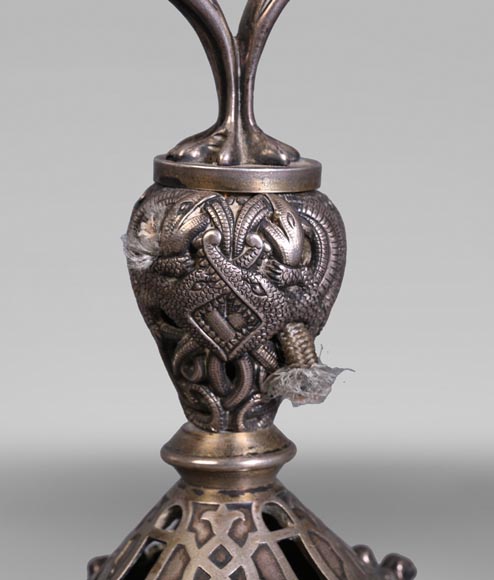 Russian Silversmith, Pair of Silver Candlesticks, circa 1832-1850-5