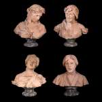 Four Expression Busts in Terracotta, 19th Century