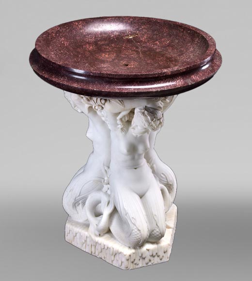 Jean-Jacques FEUCHÈRE (attributed to), Jardiniere with Three Tritonesses in Porphyry and Marble, first half of the 19th century-9