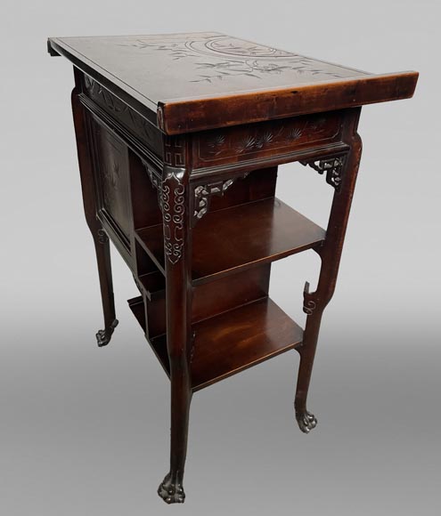 Gabriel VIARDOT, Japonist bed with a canopy and accompanying nightstand, second half of the 19th century-20