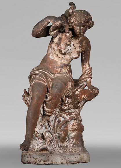 DUCEL Foundry after Pierre LOISON, Young Girl with a Conch, middle of the 19th century-0