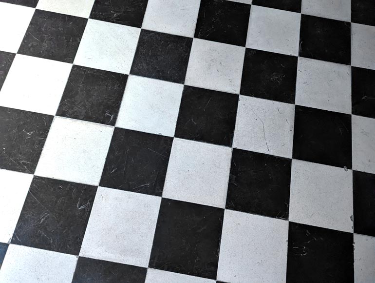 Checkerboard floor in stone and marble at night-1