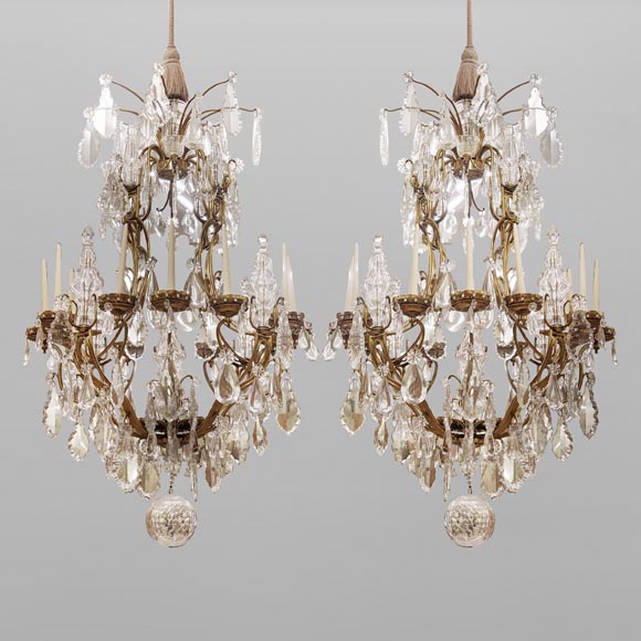 Pair of modern crystal chandeliers, Versailles models-0