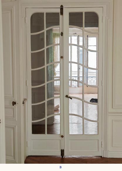 Pair of Napoleon III-style double doors with small glazed panels-6