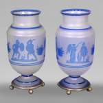 Jacques Louis Kessler Pair of vases engraved with Greek Revival decor using the “Kessler” process Mid-19th century