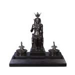 Egyptomania inkstand in fine black marble and bronze