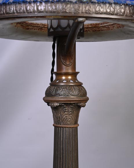 Napoleon III period lamp with engraved glass shade in Greek Revival style-7