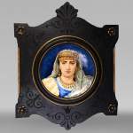 B&Cie, Charles POYARD, Félix FLICK, Berber portrait ornamental dish in wooden frame