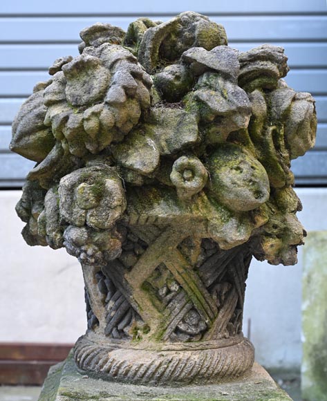 Pair of stone flower baskets-2