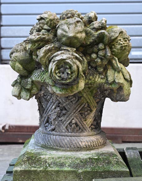 Pair of stone flower baskets-3