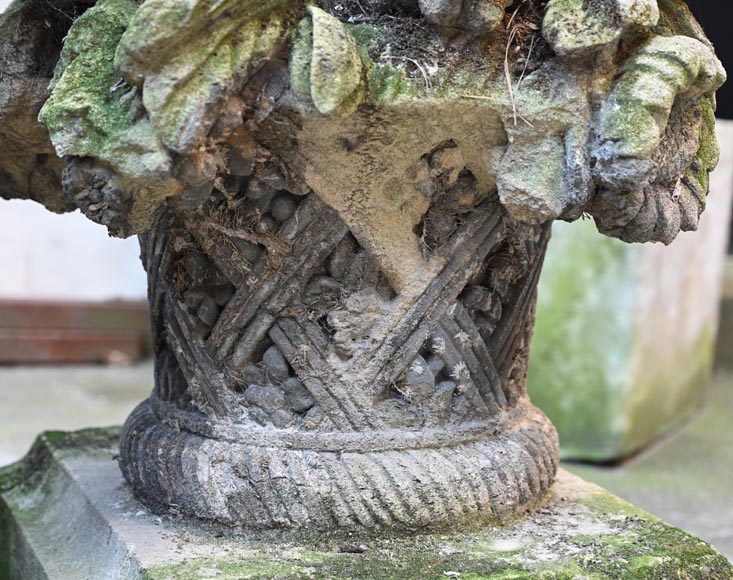 Pair of stone flower baskets-5