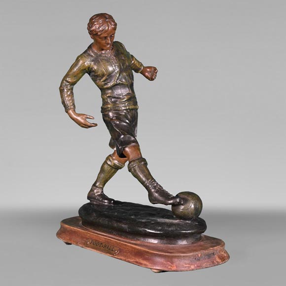 Sculpture of a soccer player, in two-patina regula -0