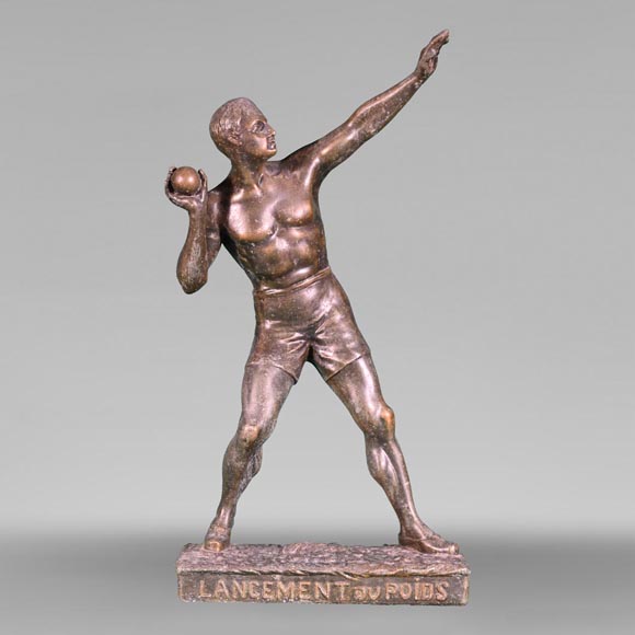 “Shot-putter”, statuette in regula with red patina-0