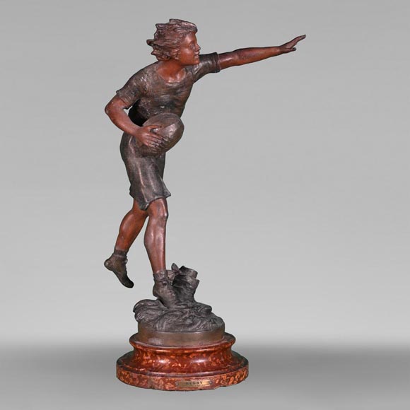 L and F MOREAU after, Rugbyman, regule statuette-0